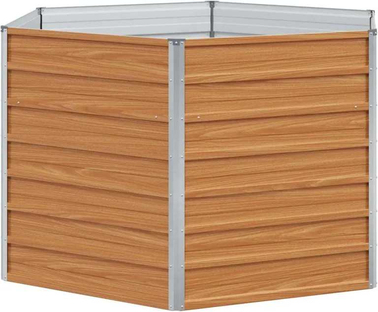 WGYHOME Hochbeet im Garten Hellbraun 129 x 129 x 77 cm Verzinkter Stahl Hochbeet für Gemüse Gemüsebeet Pflanzkübel Frühbeet Gartenbeet Pflanzkübel Blumenkasten für Garten Balkon und Terrasse – Bild 1