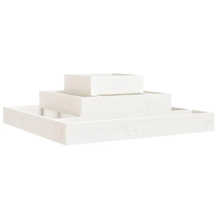 WGYHOME Pflanzkübel Weiß 80x80x27 cm Massivholz Kiefer Hochbeet für Gemüse extra groß Gemüsebeet Pflanzkübel Frühbeet Gartenbeet Pflanzkübel Blumenkasten für Garten Balkon und Terrasse