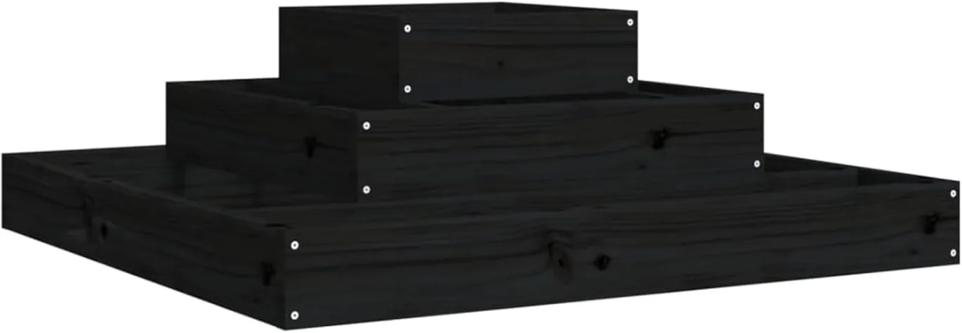 WGYHOME Pflanzkübel Schwarz 80x80x27 cm Massivholz Kiefer Hochbeet für Gemüse extra groß Gemüsebeet Pflanzkübel Frühbeet Gartenbeet Pflanzkübel Blumenkasten für Garten Balkon und Terrasse - Bild 1