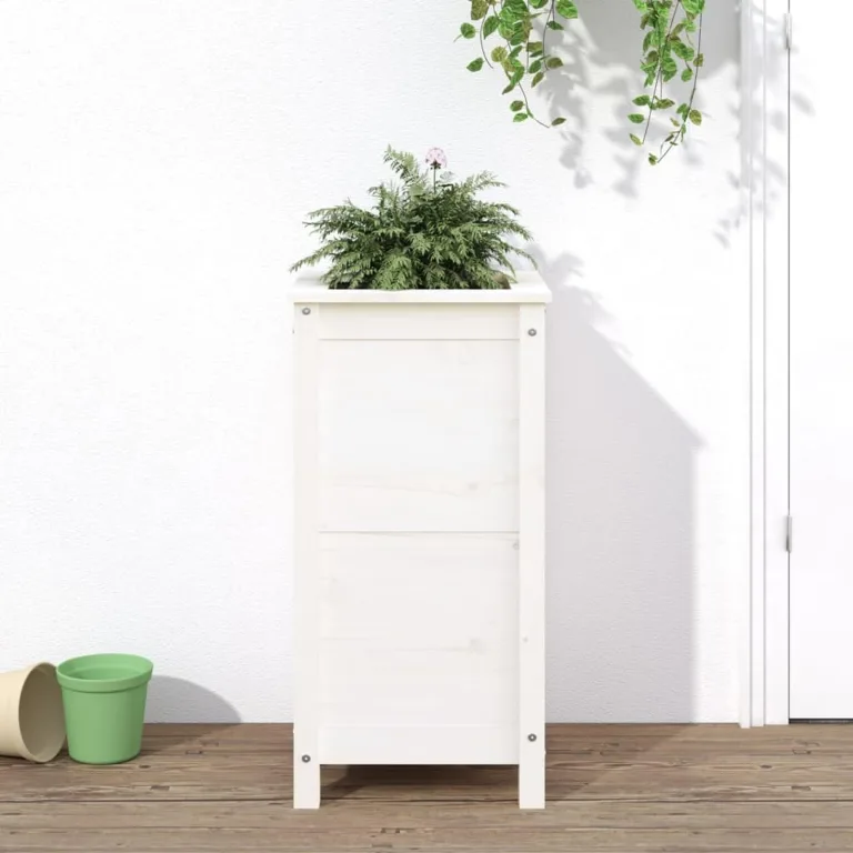 WGYHOME Hochbeet Weiß 119,5x82,5x78 cm Massivholz Kiefer Hochbeet für Gemüse extra groß Gemüsebeet Pflanzkübel Frühbeet Gartenbeet Pflanzkübel Blumenkasten für Garten Balkon und Terrasse – Bild 8