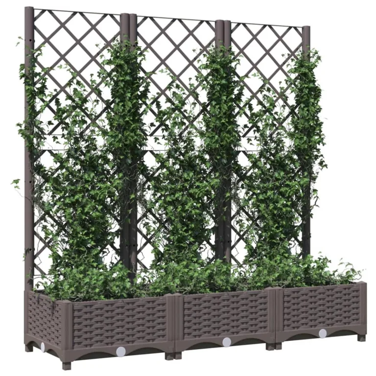 WGYHOME Garten-Pflanzgefäß mit Spalier Braun 120 x 40 x 121,5 cm PP Hochbeet für Gemüse extra groß Gemüsebeet Pflanzkübel Frühbeet Gartenbeet Pflanzkübel Blumenkasten für Garten Balkon und Terrasse – Bild 1
