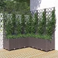 WGYHOME Pflanzkübel mit Rankgitter Braun 120x120x136 cm PP Hochbeet für Gemüse extra groß Gemüsebeet Pflanzkübel Frühbeet Gartenbeet Pflanzkübel Blumenkasten für Garten Balkon und Terrasse - Thumbnail 2