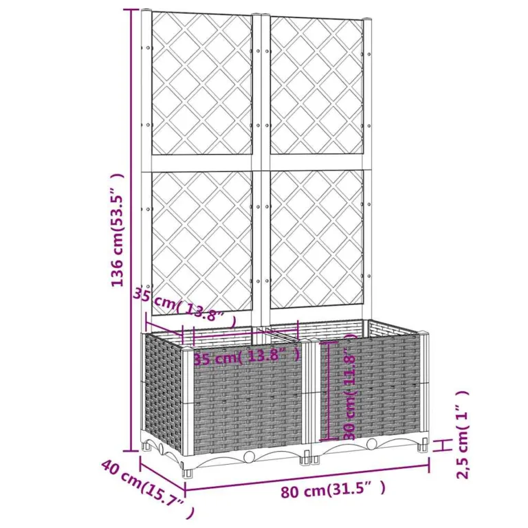 WGYHOME Pflanzkübel mit Rankgitter Braun 80x40x136 cm PP Hochbeet für Gemüse extra groß Gemüsebeet Pflanzkübel Frühbeet Gartenbeet Pflanzkübel Blumenkasten für Garten Balkon und Terrasse – Bild 6