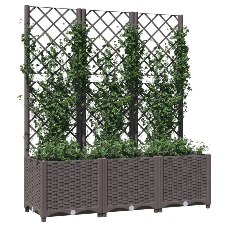 WGYHOME Garten-Pflanzgefäß mit Spalier Braun 120 x 40 x 136 cm PP Hochbeet für Gemüse extra groß Gemüsebeet Pflanzkübel Frühbeet Gartenbeet Pflanzkübel Blumenkasten für Garten Balkon und Terrasse – Bild 1