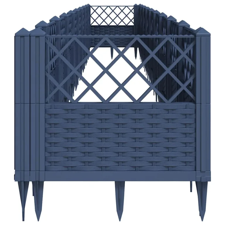 WGYHOME Pflanzkasten mit Erdspießen Blaugrau 363,5x43,5x43,5 cm PP Hochbeet für Gemüse extra groß Gemüsebeet Pflanzkübel Frühbeet Gartenbeet Pflanzkübel Blumenkasten für Garten Balkon und Terrasse – Bild 3