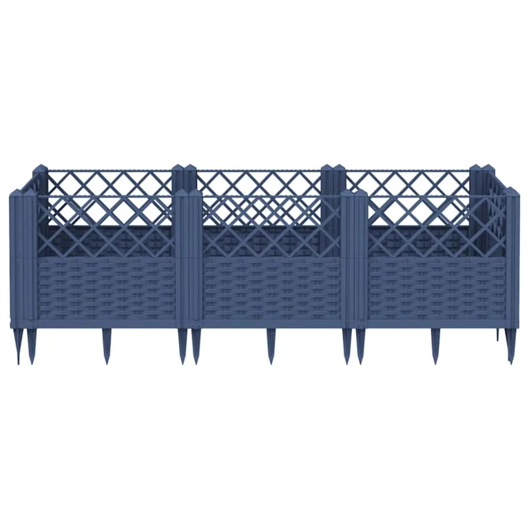 WGYHOME Pflanzkasten mit Erdspießen Blaugrau 363,5x43,5x43,5 cm PP Hochbeet für Gemüse extra groß Gemüsebeet Pflanzkübel Frühbeet Gartenbeet Pflanzkübel Blumenkasten für Garten Balkon und Terrasse – Bild 8