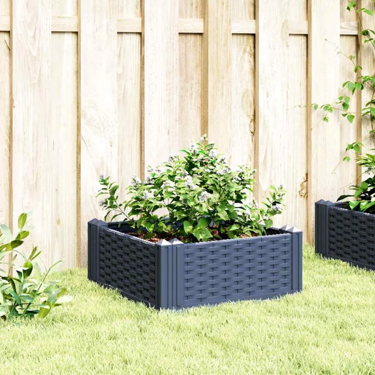 WGYHOME Pflanzkasten mit Erdspießen Blaugrau 363,5x43,5x43,5 cm PP Hochbeet für Gemüse extra groß Gemüsebeet Pflanzkübel Frühbeet Gartenbeet Pflanzkübel Blumenkasten für Garten Balkon und Terrasse – Bild 9