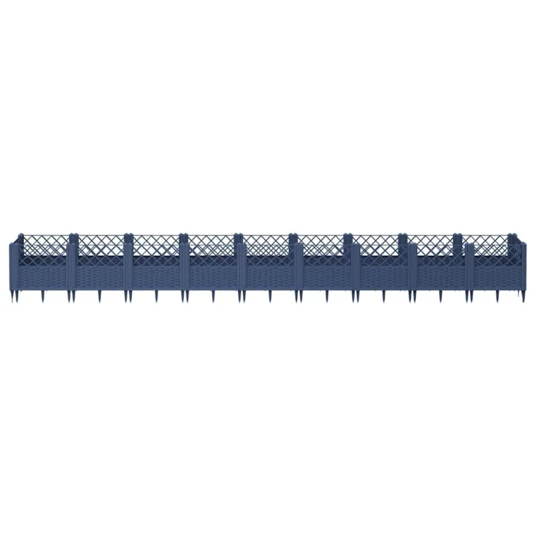 WGYHOME Pflanzkasten mit Erdspießen Blaugrau 363,5x43,5x43,5 cm PP Hochbeet für Gemüse extra groß Gemüsebeet Pflanzkübel Frühbeet Gartenbeet Pflanzkübel Blumenkasten für Garten Balkon und Terrasse – Bild 1