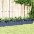 WGYHOME Pflanzkasten mit Erdspießen Blaugrau 363,5x43,5x43,5 cm PP Hochbeet für Gemüse extra groß Gemüsebeet Pflanzkübel Frühbeet Gartenbeet Pflanzkübel Blumenkasten für Garten Balkon und Terrasse - Thumbnail 2