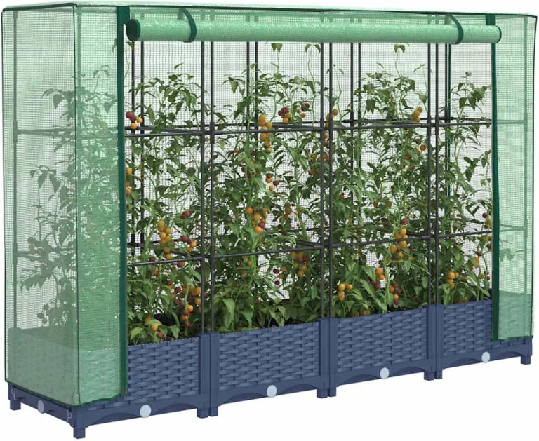 WGYHOME Hochbeet mit Gewächshausabdeckung Rattanoptik 120x40x123 cm Hochbeet für Gemüse extra groß Gemüsebeet Pflanzkübel Frühbeet Gartenbeet Pflanzkübel Blumenkasten für Garten Balkon und Terrasse – Bild 8