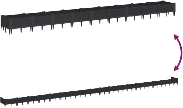 WGYHOME Pflanzkasten mit Erdspießen Schwarz 362,5x42,5x28,5 cm PP Hochbeet für Gemüse extra groß Gemüsebeet Pflanzkübel Frühbeet Gartenbeet Pflanzkübel Blumenkasten für Garten Balkon und Terrasse – Bild 5