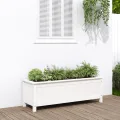 WGYHOME Hochbeet Weiß 119,5x40x39 cm Massivholz Kiefer Hochbeet für Gemüse extra groß Gemüsebeet Pflanzkübel Frühbeet Gartenbeet Pflanzkübel Blumenkasten für Garten Balkon und Terrasse - Thumbnail 1