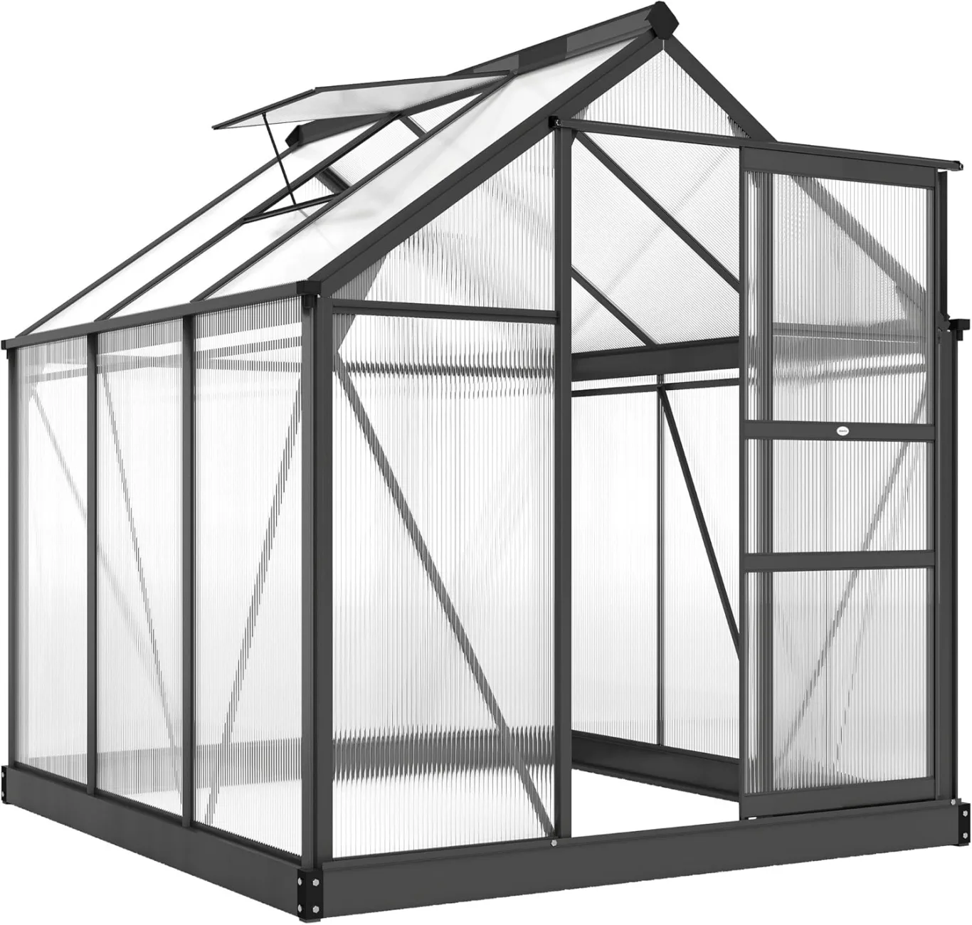 Outsunny Gewächshaus Aluminium 3,65m² 190x192x201cm mit Fundament Dachfenster Schiebetür 4 mm Platten, UV-beständig Treibhaus Aufzucht Tomatenhaus Pflanzenhaus Frühbeet für Garten Outdoor - Bild 1