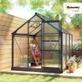 Outsunny Gewächshaus Aluminium 3,65m² 190x192x201cm mit Fundament Dachfenster Schiebetür 4 mm Platten, UV-beständig Treibhaus Aufzucht Tomatenhaus Pflanzenhaus Frühbeet für Garten Outdoor - Thumbnail 2