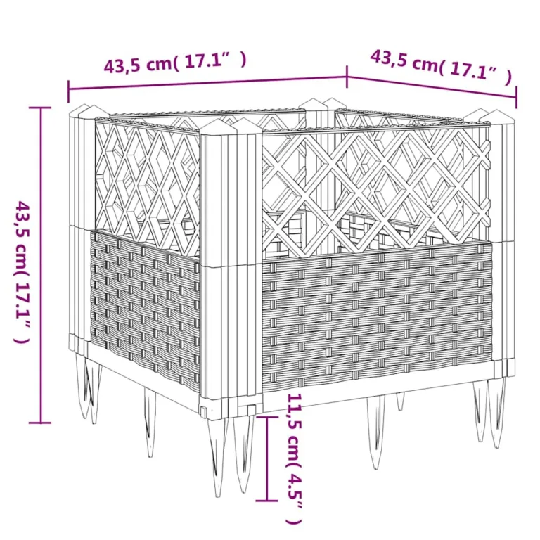 WGYHOME Pflanzkasten mit Erdspießen Blaugrau 43,5x43,5x43,5 cm PP Hochbeet für Gemüse extra groß Gemüsebeet Pflanzkübel Frühbeet Gartenbeet Pflanzkübel Blumenkasten für Garten Balkon und Terrasse – Bild 6