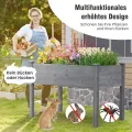 GOPLUS Hochbeet groß, Gartenbeet aus Tannenholz für Gemüse, Kräuter & Pflanzen, XXL Pflanzkasten mit Drainagelöcher, rechteckiges Kräuterbeet für Garten, Balkon, Terrasse, 125 x 59 x 76 cm (Grau) - Thumbnail 2