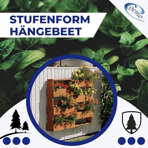 Coemo RIGA Vertikales Kräuterbeet aus Nadelholz Braun 110x18x93 cm Platzsparendes Hochbeet aus Holz mit 7 Pflanzfächern, ergonomische Arbeitshöhe rückenschonend, Kräuterbeet Gemüsebeet Blumenbeet – Bild 10
