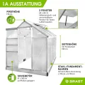 BRAST Gewächshaus Aluminium mit Fundament | 42 Modelle | 130x190x195cm - 490x250x235cm | TÜV geprüft | 6mm Hohlkammerplatten | rostfrei wetterfest temperaturbeständig | 190x190x195cm Silber - Thumbnail 8