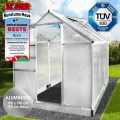 BRAST Gewächshaus Aluminium mit Fundament | 42 Modelle | 130x190x195cm - 490x250x235cm | TÜV geprüft | 6mm Hohlkammerplatten | rostfrei wetterfest temperaturbeständig | 190x190x195cm Silber - Thumbnail 3