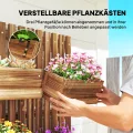 Outsunny Hochbeet Massivholz, Pflanzbeet Frühbeet Gartenbeet mit verstellbarem Blumenkasten, Wand, Pflanzkasten Pflanzkübel 60x16x80cm für Terrasse, Balkon, Gartenspalier für Blumen, Pflanzen Verkohlt - Thumbnail 5