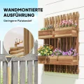 Outsunny Hochbeet Massivholz, Pflanzbeet Frühbeet Gartenbeet mit verstellbarem Blumenkasten, Wand, Pflanzkasten Pflanzkübel 60x16x80cm für Terrasse, Balkon, Gartenspalier für Blumen, Pflanzen Verkohlt - Thumbnail 4