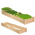 GOPLUS Hochbeet aus Tannenholz, Gartenbeet mit 2 Pflanzkästen & Trennwänden, Blumenkasten mit offenem Boden, Pflanzbeet Garten, Kräuterbeet Pflanzkasten Pflanzkübel für Blumen, Gemüse & Obst (Orange) - Thumbnail 8
