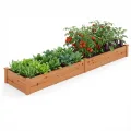 GOPLUS Hochbeet aus Tannenholz, Gartenbeet mit 2 Pflanzkästen & Trennwänden, Blumenkasten mit offenem Boden, Pflanzbeet Garten, Kräuterbeet Pflanzkasten Pflanzkübel für Blumen, Gemüse & Obst (Orange) - Thumbnail 1