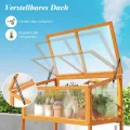 COSTWAY Frühbeet Aufsatz Holz, Frühbeetaufsatz mit Abdeckung & Ablagefach, Pflanzenbeet wetterfest, Gewächshaus für Garten, Wintergarten & Balkon, 90 x 50,5 x 105 cm - Thumbnail 4