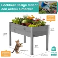 SUNYRISY Hochbeet Holz für Balkon und Garten, 116x60x80cm Pflanzkasten Blumenkasten Kräuterbeet Tannenholz Pflanzbeet Blumenbeet Hochbeet-Kit für Garten Balkon Terrasse, Grau - Thumbnail 2