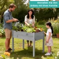 SUNYRISY Hochbeet Holz für Balkon und Garten, 116x60x80cm Pflanzkasten Blumenkasten Kräuterbeet Tannenholz Pflanzbeet Blumenbeet Hochbeet-Kit für Garten Balkon Terrasse, Grau - Thumbnail 3