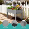 SUNYRISY Hochbeet Holz für Balkon und Garten, 116x60x80cm Pflanzkasten Blumenkasten Kräuterbeet Tannenholz Pflanzbeet Blumenbeet Hochbeet-Kit für Garten Balkon Terrasse, Grau - Thumbnail 4