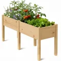SUNYRISY Hochbeet Holz für Balkon und Garten, 116x60x80cm Pflanzkasten Blumenkasten Kräuterbeet Tannenholz Pflanzbeet Blumenbeet Hochbeet-Kit für Garten Balkon Terrasse, Grau - Thumbnail 8