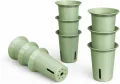 Selbstbewässerndes Anzuchtset – 6 Pflanztöpfe mit Wasserspeicher & Feuchtigkeitskuppel – Modernes Kräuter- & Gemüse-Keimset für Fensterbank & Balkon (Grun, 6-Topf) - Thumbnail 3