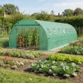 Froadp Gewächshaus Folientunnel 3 x 8 x 2 m, Tomatenhaus mit verzinktem Stahlrahmen, Foliengewächshaus mit Fenstern & Reißverschlusstüren, Gartengewächshaus für Gemüse & Pflanzen, Grün - Thumbnail 9