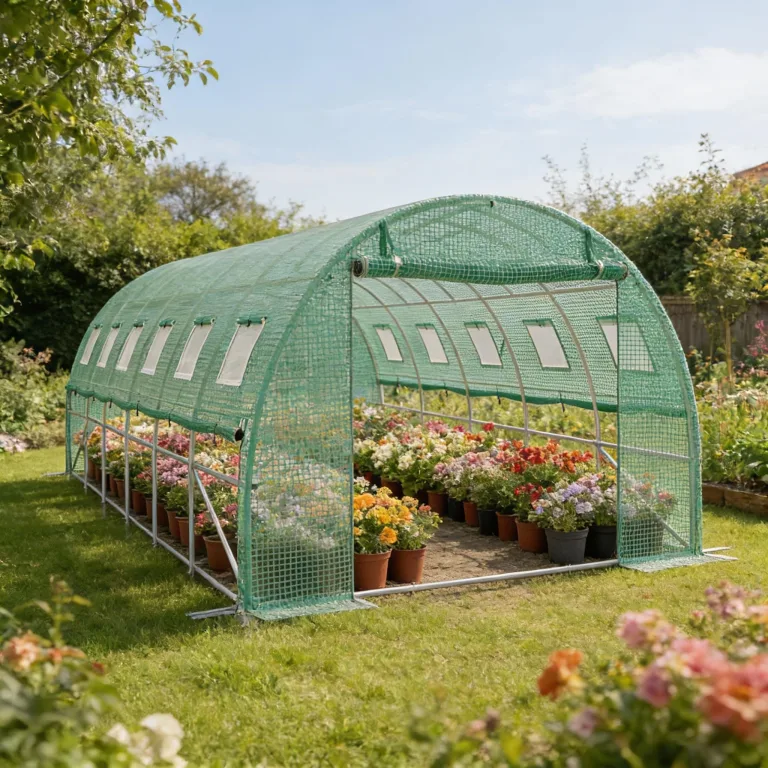 Froadp Gewächshaus Folientunnel 3 x 6 x 2 m, Tomatenhaus mit verzinktem Stahlrahmen, Foliengewächshaus mit Fenstern & Reißverschlusstüren, Gartengewächshaus für Gemüse & Pflanzen, Grün – Bild 8