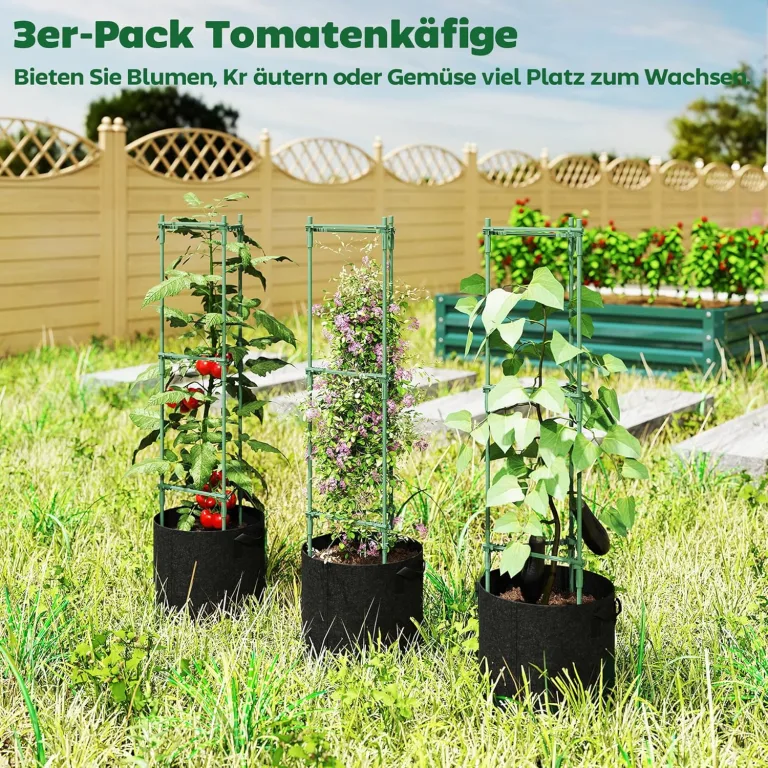 Outsunny Hochbeet mit Rankgitter 83,7 Liter Säcken 3er Set dreieckige Pflanzkasten Tomatenstütze Blumenbeet Rankkasten für Kletterpflanzen Garten, Balkon, 35 x 35 x 120 cm – Bild 4