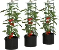 Outsunny Hochbeet mit Rankgitter 83,7 Liter Säcken 3er Set dreieckige Pflanzkasten Tomatenstütze Blumenbeet Rankkasten für Kletterpflanzen Garten, Balkon, 35 x 35 x 120 cm - Thumbnail 1