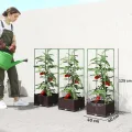 Outsunny Hochbeet mit Rankgitter 3er Set Pflanzkasten Blumenkasten mit Abflusslöchern Blumenbeet Pflanzkübel Blumenkübel Rankkasten für Kletterpflanzen Garten, Balkon, 40 x 40 x 125 cm - Thumbnail 7
