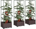 Outsunny Hochbeet mit Rankgitter 3er Set Pflanzkasten Blumenkasten mit Abflusslöchern Blumenbeet Pflanzkübel Blumenkübel Rankkasten für Kletterpflanzen Garten, Balkon, 40 x 40 x 125 cm - Thumbnail 1