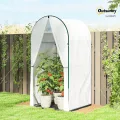 Outsunny Mini-Gewächshaus, tragbares Gewächshaus mit Rolltür, PE-Boden, kleines Gewächshaus für Garten und Terrasse, 100 x 100 x 195 cm, weiß - Thumbnail 2