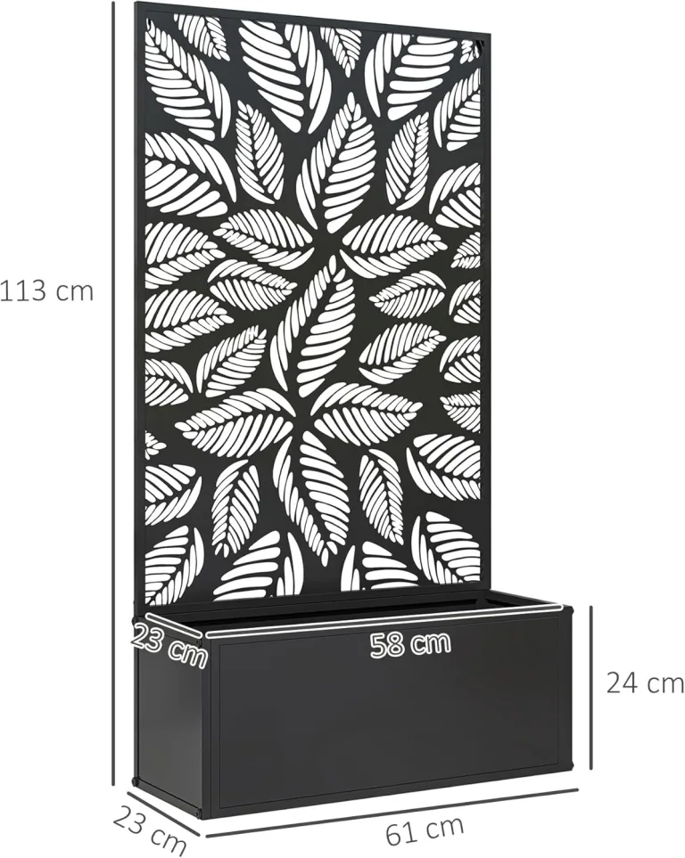 Outsunny Hochbeet Pflanzkasten mit Sichtschutz Pflanzkübel Blumenkasten Metall, Gartenspalier 61 x 23 x 113cm für Garten Balkon Terrasse, Blumenkübel für Kletterpflanzen Korbpflanzen, Blumen – Bild 7