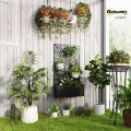 Outsunny Hochbeet Pflanzkasten mit Sichtschutz Pflanzkübel Blumenkasten Metall, Gartenspalier 61 x 23 x 113cm für Garten Balkon Terrasse, Blumenkübel für Kletterpflanzen Korbpflanzen, Blumen - Thumbnail 2