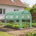 Froadp Gewächshaus Folientunnel 3 x 2 x 2 m, Tomatenhaus mit verzinktem Stahlrahmen, Foliengewächshaus mit Fenstern & Reißverschlusstüren, Gartengewächshaus für Gemüse & Pflanzen, Grün - Thumbnail 8