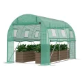 Froadp Gewächshaus Folientunnel 3 x 2 x 2 m, Tomatenhaus mit verzinktem Stahlrahmen, Foliengewächshaus mit Fenstern & Reißverschlusstüren, Gartengewächshaus für Gemüse & Pflanzen, Grün - Thumbnail 1
