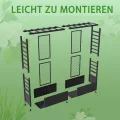 Hochbeet mit Rankgitter und Hängedach, wetterfester Metall-Pflanzkasten mit 4 Rollen und 2 seitlichen Rankgittern für Kletterpflanzen, mobiler Sichtschutz für Terrasse, Balkon und Garten - Thumbnail 9