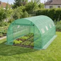 UISEBRT Gewächshaus Foliengewächshaus mit 2 Tür,8 Aufrollbare Fenster mit Moskitonetz,Folientunnel Tomatenhaus aus verzinktem Stahl, PE, Folienzelt inkl. Erdanker & Seilen,400x300x200cm - Thumbnail 8