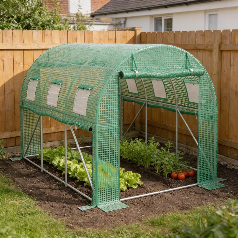 ACXIN Gewächshaus 3x2x2m, Foliengewächshaus mit verzinktem Stahlrahmen, 140g/m² PE-Gitterfolie, 6 Fenster und 2 Reißverschlusstüren, Winterfest Folientunnel für Tomatenhaus Tomatengewächshaus – Bild 8