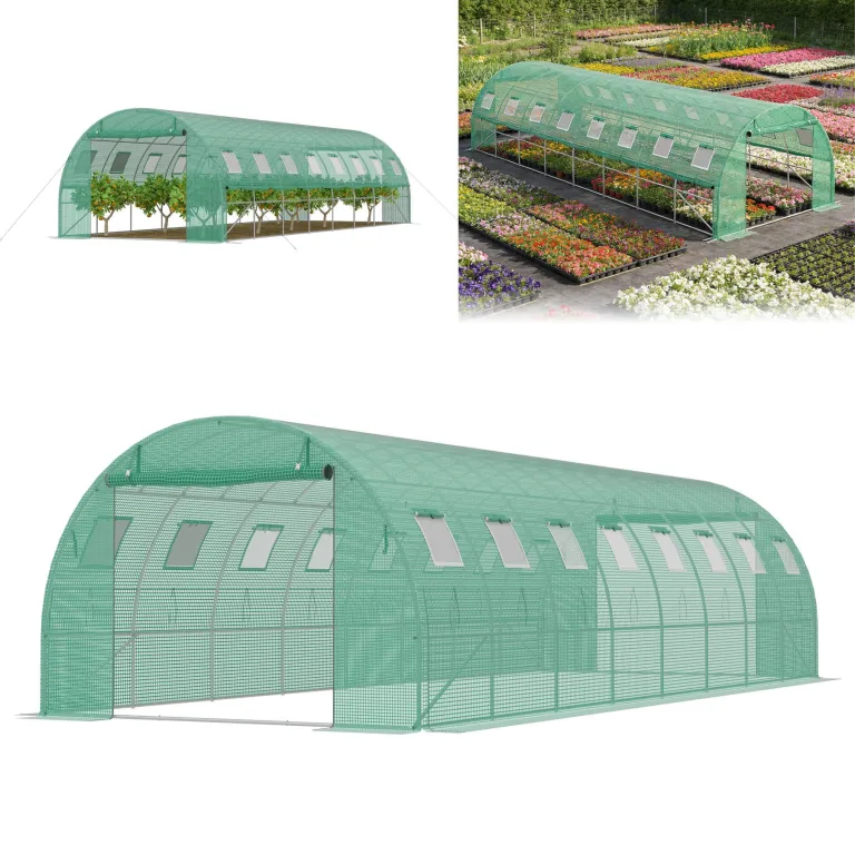 ACXIN Gewächshaus 3x2x2m, Foliengewächshaus mit verzinktem Stahlrahmen, 140g/m² PE-Gitterfolie, 6 Fenster und 2 Reißverschlusstüren, Winterfest Folientunnel für Tomatenhaus Tomatengewächshaus – Bild 10