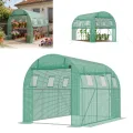 ACXIN Gewächshaus 3x2x2m, Foliengewächshaus mit verzinktem Stahlrahmen, 140g/m² PE-Gitterfolie, 6 Fenster und 2 Reißverschlusstüren, Winterfest Folientunnel für Tomatenhaus Tomatengewächshaus - Thumbnail 1