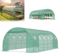 Gewächshaus 6x3x2m, Foliengewächshaus mit verzinktem Stahlrahmen, 140g/m² PE-Gitterfolie, 12 Fenster und 2 Reißverschlusstüren, Winterfest Folientunnel für Tomatenhaus Tomatengewächshaus - Thumbnail 1